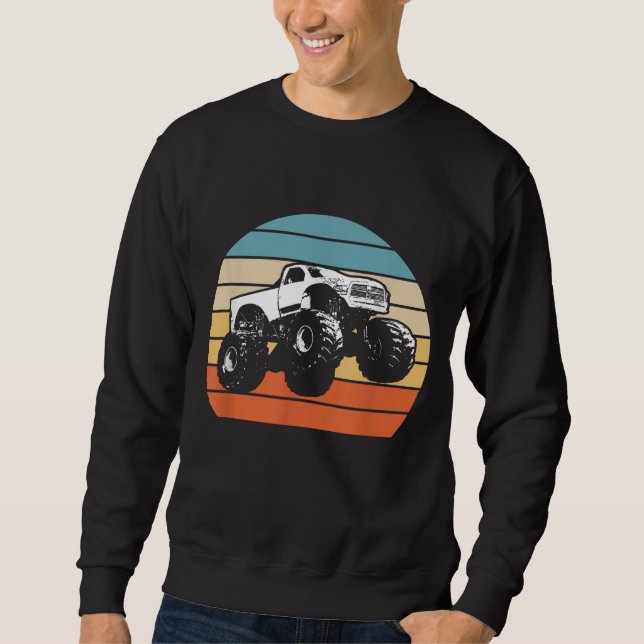 Monster Truck American Flag Racing USA Vintage Sweatshirt (Front)