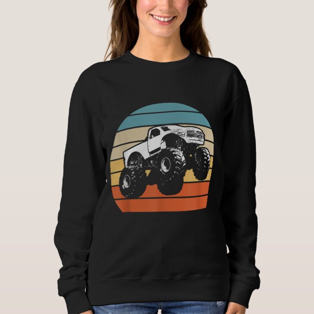 Monster Truck American Flag Racing USA Vintage Sweatshirt (Front)