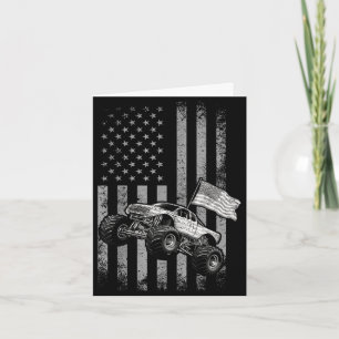 Monster truck american flag vintage design july card