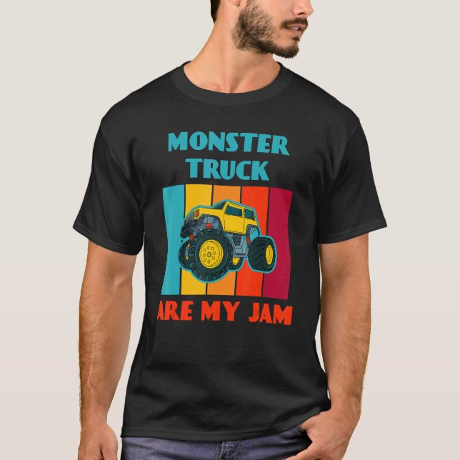 Monster Truck Are My Jam Car  Trucker T-Shirt (Front)