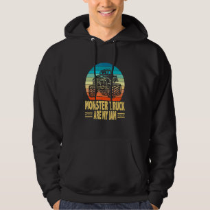 Monster Truck Are My Jam Cool Engines Vintage Retr Hoodie