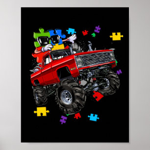 Monster Truck Autism Awareness Puzzle Piece Boys K Poster