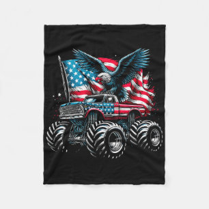 Monster Truck Bald Eagle 4th Of July Boys American Fleece Blanket