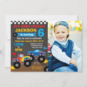 Monster Truck Birthday Bash Photo Invitation