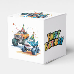Monster Truck Birthday Bash Watercolor Art Favour Box