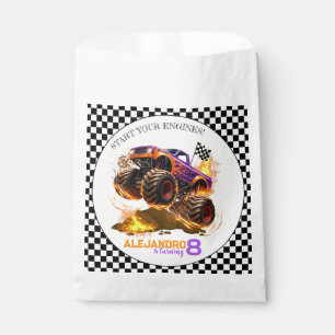 Monster Truck Birthday Fire Flames Favour Bag
