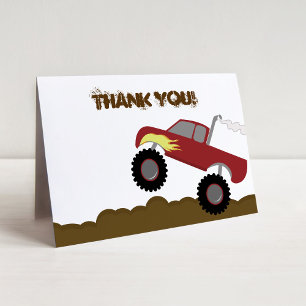 Monster Truck Birthday Folded Thank you note Card