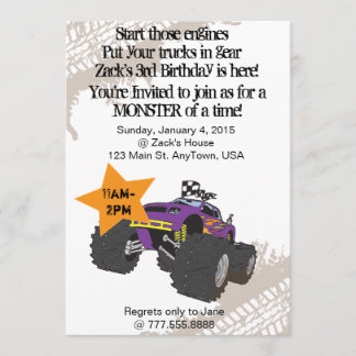Monster Truck Birthday Invitation