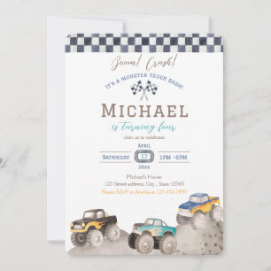 Monster Truck Birthday Invitation