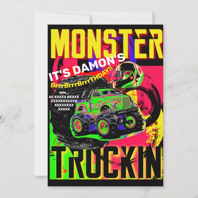 MONSTER TRUCK BIRTHDAY Invitation (Front)