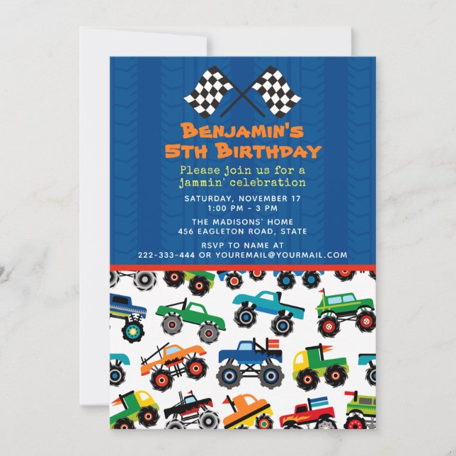 Monster Truck Birthday Invitation (Front)