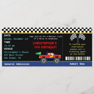 Monster Truck Birthday Invitation