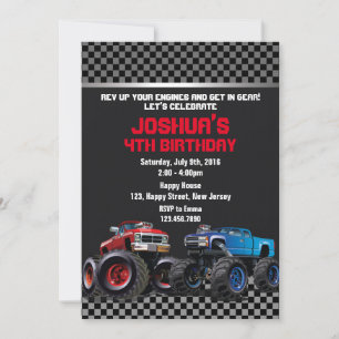 Monster Truck Birthday Invitation