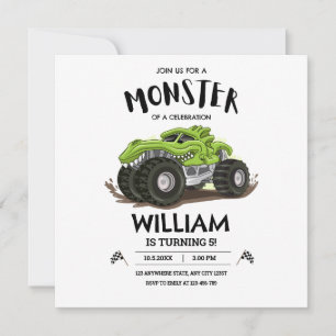 Monster Truck Birthday Invitation, Boys Birthday 
