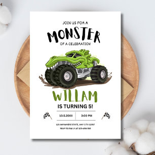 Monster Truck Birthday Invitation, Boys Birthday  Invitation