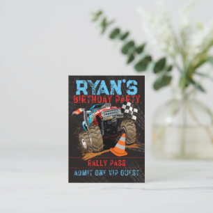 Monster Truck Birthday Invitation Pass