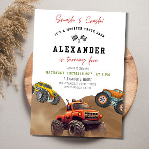 Monster Truck Birthday Invitation, Smash and Crash Invitation
