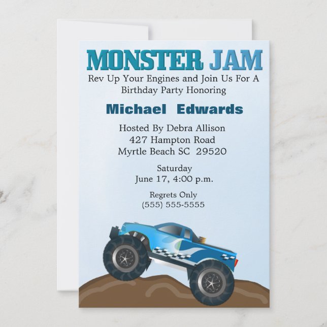 Monster Truck Birthday Invitations (Front)