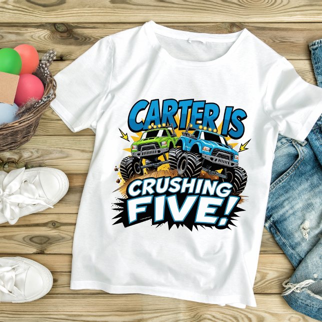 Monster Truck Birthday - Kids Race Car Party Baby T-Shirt (Creator Uploaded)