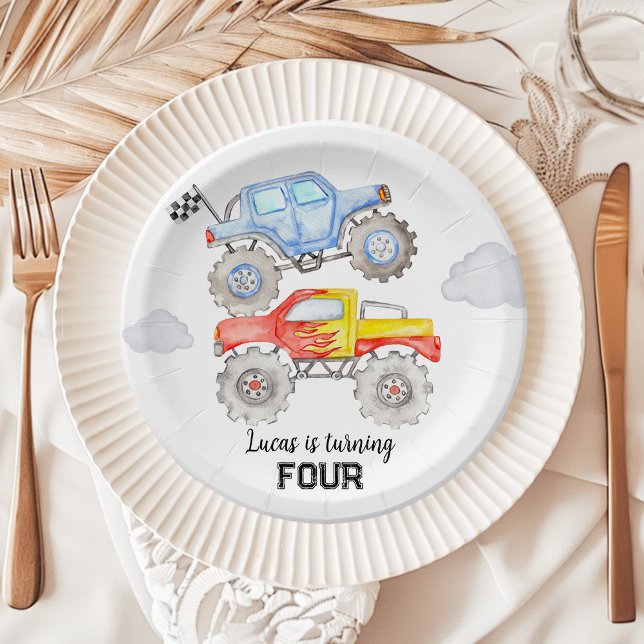 Monster Truck Birthday Paper Plate (Creator Uploaded)