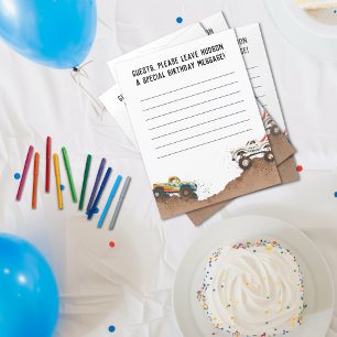 Monster Truck Birthday Party Guest Sign Sheets