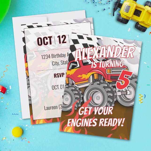 Monster Truck Birthday Party Invitation (Creator Uploaded)