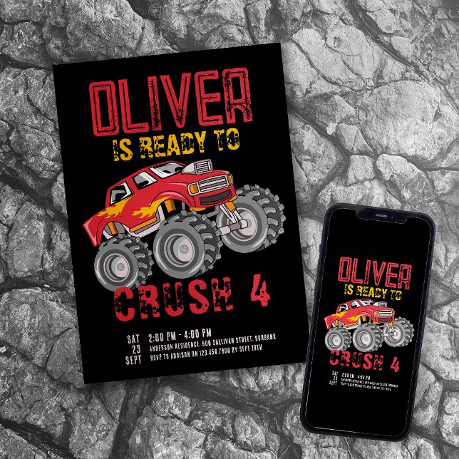 Monster Truck Birthday Party Invitation (Creator Uploaded)
