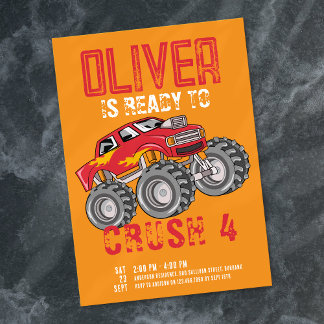 Monster Truck Birthday Party Invitation