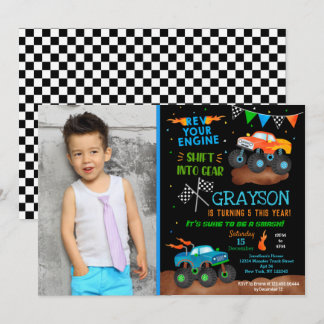 Monster Truck Birthday Party Invitations for boy