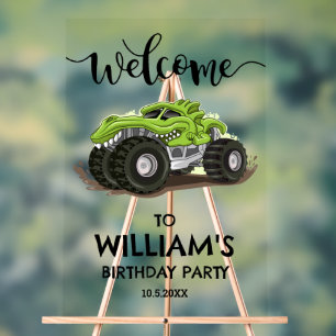 Monster Truck Birthday Party Minimal Boys Birthday Acrylic Sign