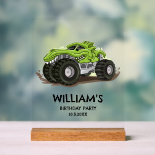 Monster Truck Birthday Party Minimal Boys Birthday Acrylic Sign