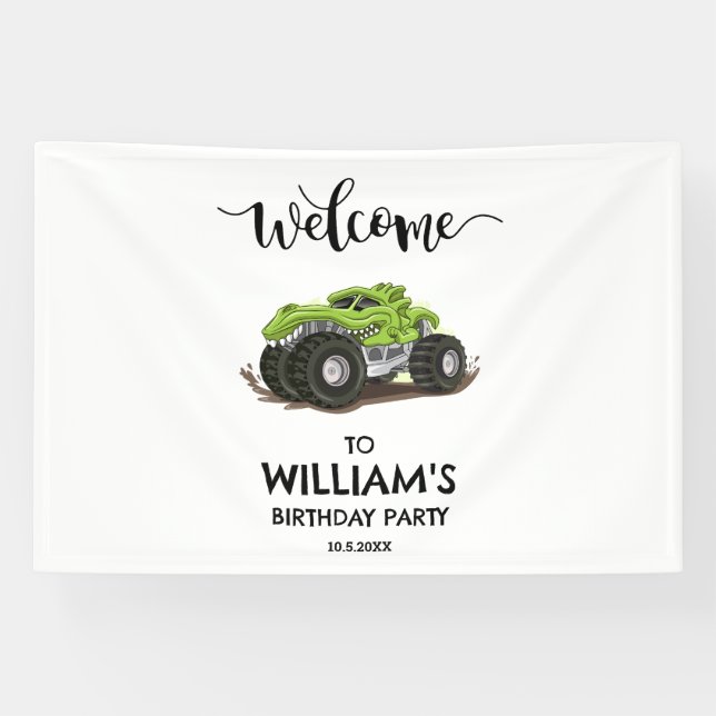 Monster Truck Birthday Party Minimal Boys Birthday Banner (Horizontal)