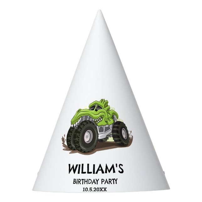 Monster Truck Birthday Party Minimal Boys Birthday Hat (Front)