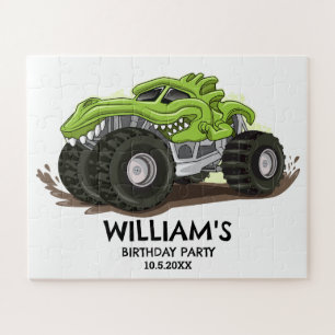 Monster Truck Birthday Party Minimal Boys Birthday Jigsaw Puzzle
