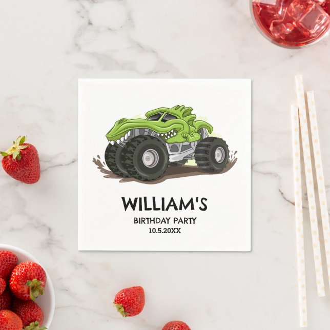 Monster Truck Birthday Party Minimal Boys Birthday Napkin (Insitu)