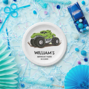 Monster Truck Birthday Party Minimal Boys Birthday Paper Plate