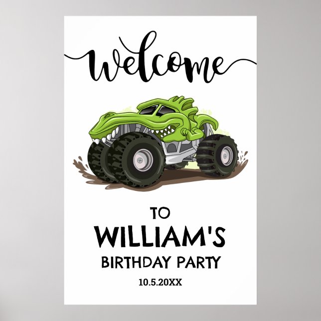 Monster Truck Birthday Party Minimal Boys Birthday Poster (Front)