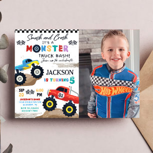 Monster Truck Birthday Party Photo Invitation