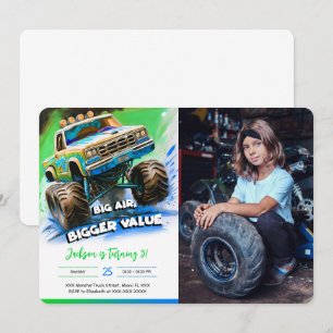 Monster Truck Birthday Photo Invitation
