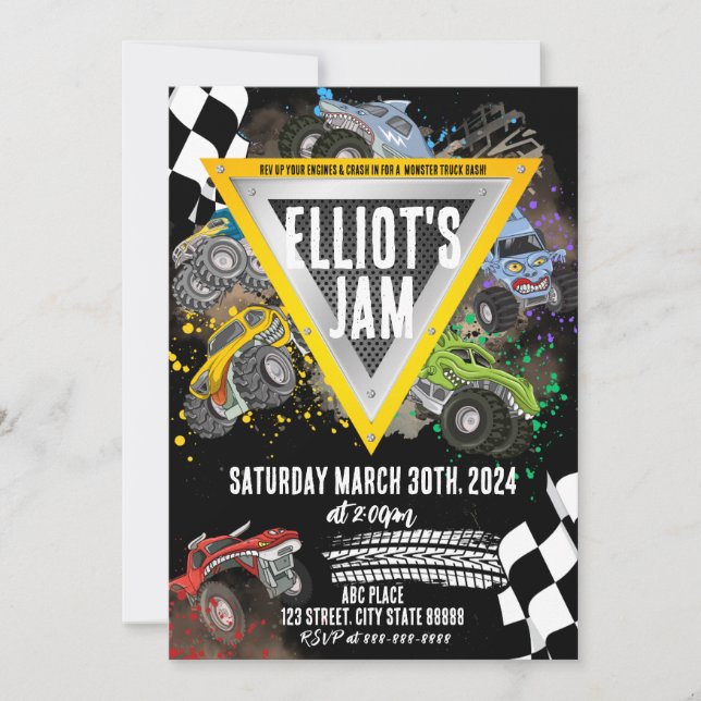 Monster Truck Birthday Racing Invitation (Front)