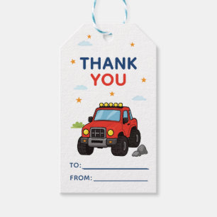 Monster Truck Birthday Thank you Gift Tags