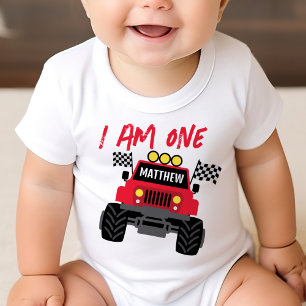 Monster Truck Boy 1st Birthday Personalised Baby T-Shirt