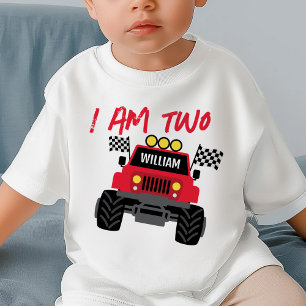 Monster Truck Boy 2nd Birthday Personalised Baby T-Shirt