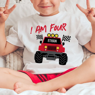 Monster Truck Boy 4th Birthday Personalised Baby T-Shirt
