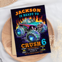 Monster Truck Boy 6th Birthday Photo