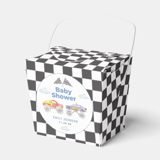 Monster Truck Boy Baby Shower Favour Box (Front Side)