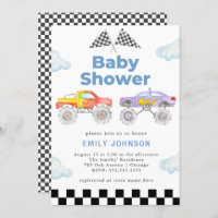 Monster Truck Boy Baby Shower Invitation