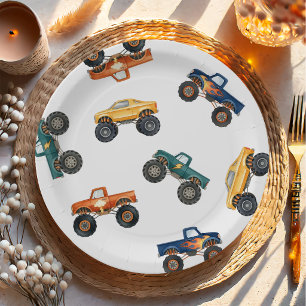Monster Truck Boy Birthday Party Paper Plate