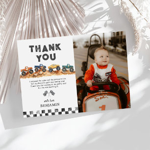 Monster Truck Boy Birthday Party Photo Thank You Card