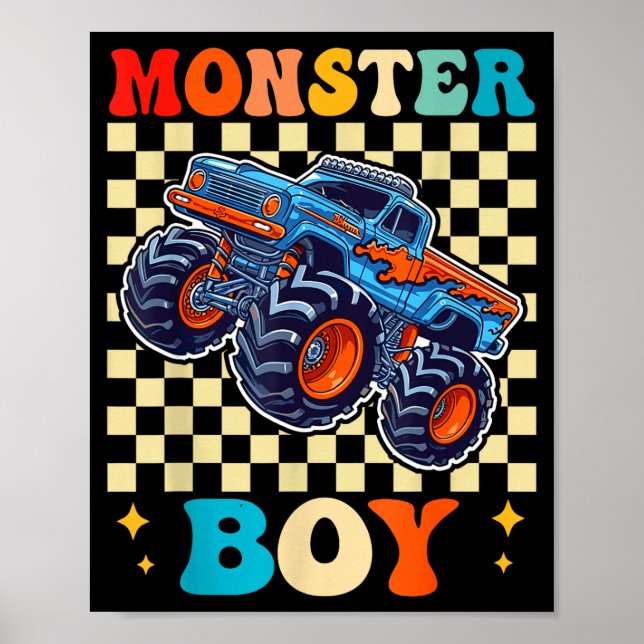 Monster Truck Boy Family Matching Monster Trucks B Poster (Front)